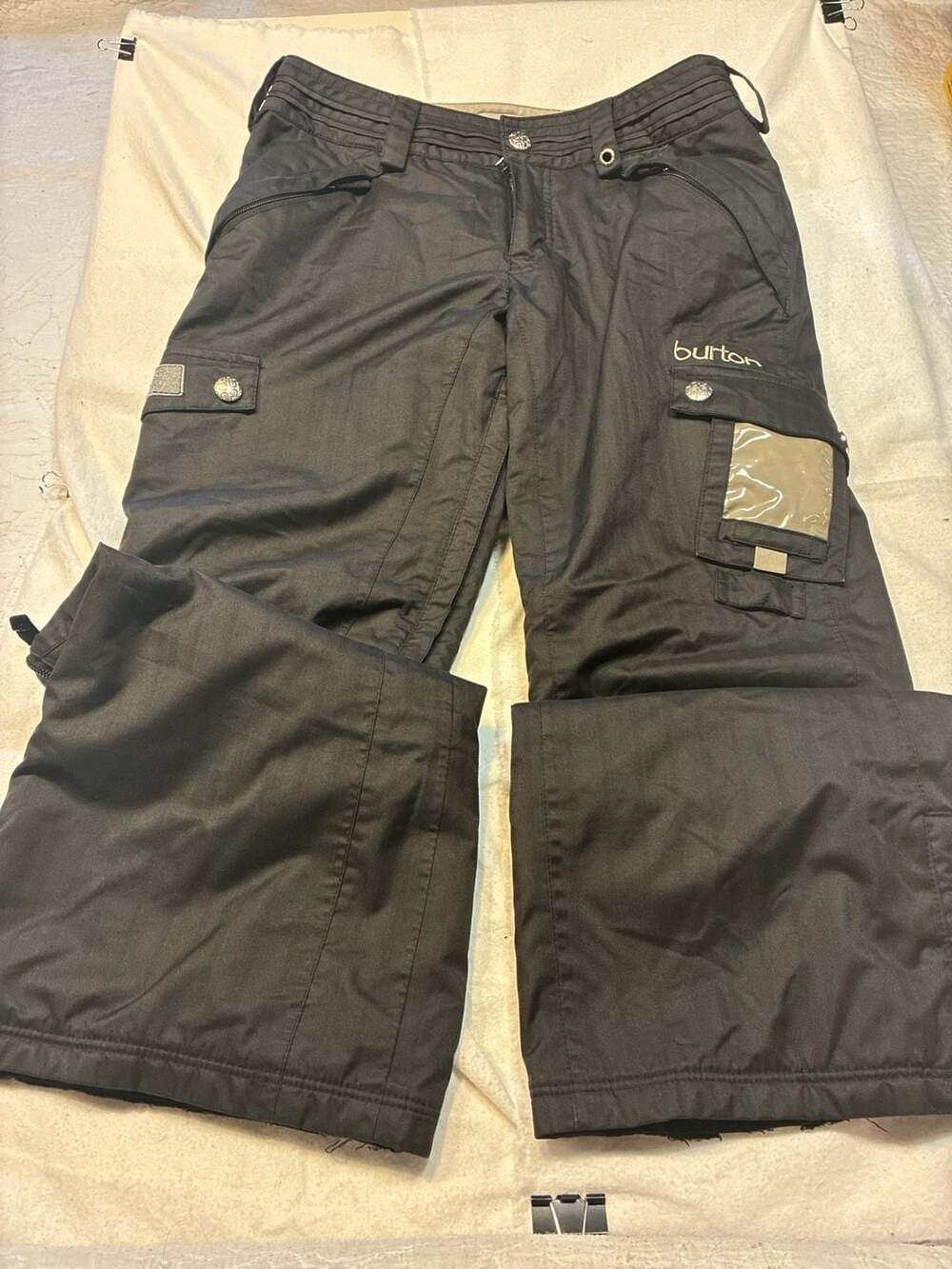 Burton Dryride Cargo Snowboard Pants Black Chevron Pattern XS